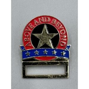 Vintage Above and Beyond Red Blue Stars Lapel Pin Hat Pin